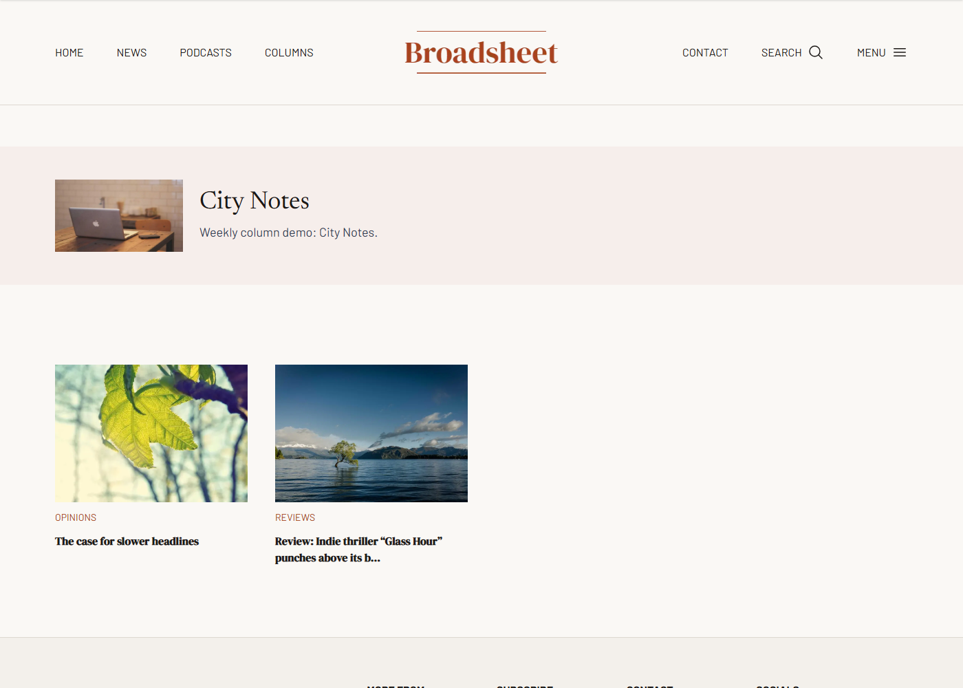 Columnist page grouping a writer's recurring pieces